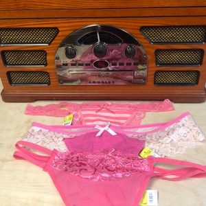 Pretty in pink set of 3 thong panties